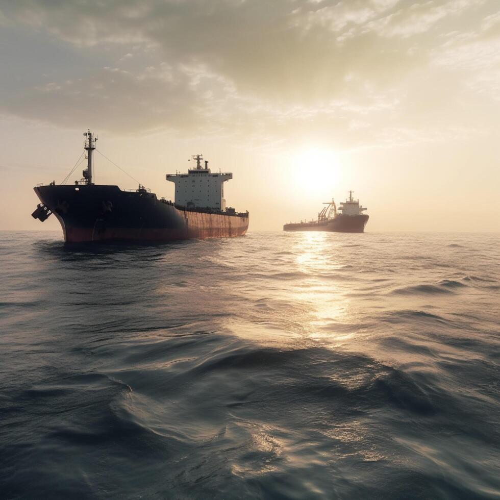 uma navio dentro uma oceano ai gerado foto