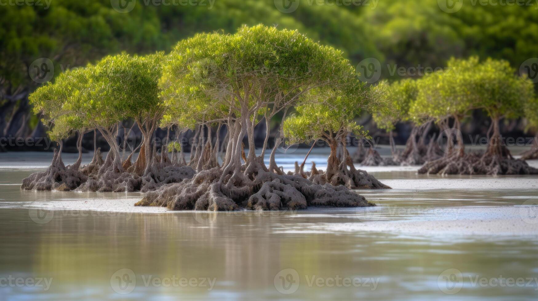 inundado mangue árvores generativo ai foto