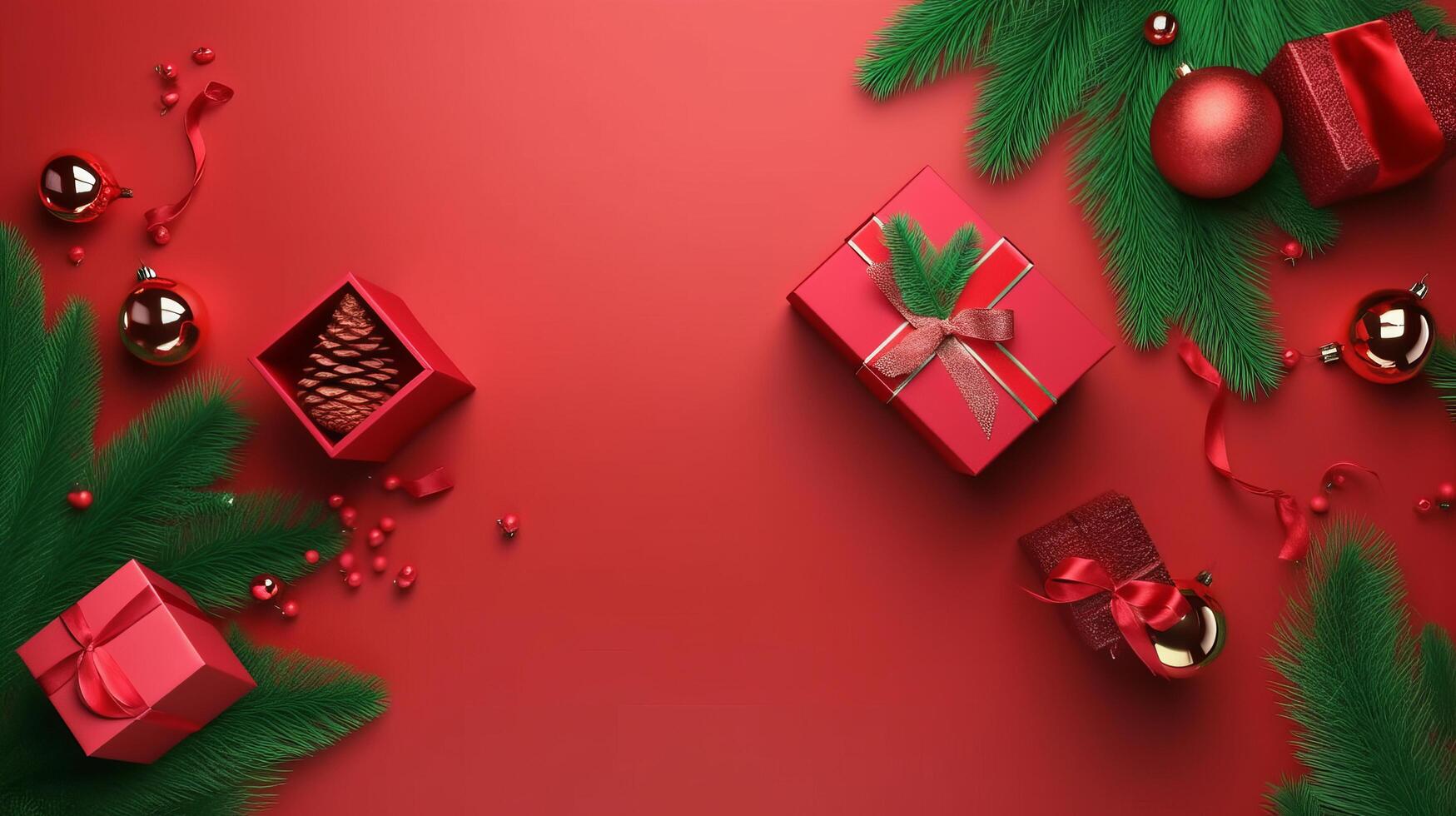 vermelho Natal feriado fundo. ilustração generativo ai foto