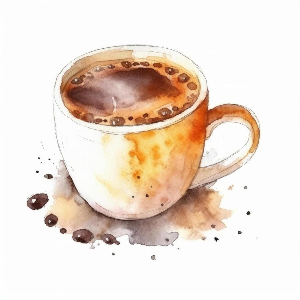 aguarela café copo. ilustração ai generativo foto