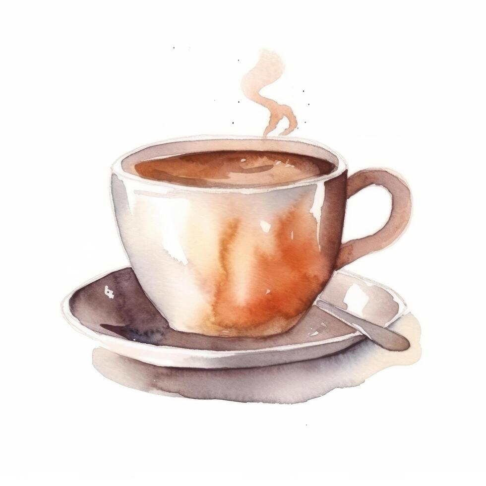aguarela café copo. ilustração ai generativo foto