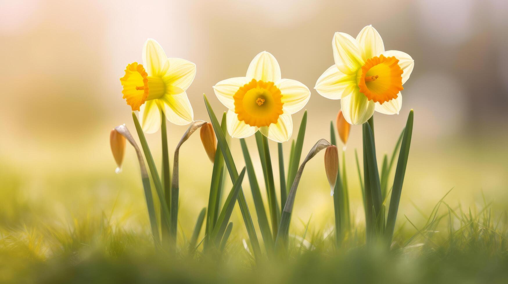 narcisos flor fundo. ilustração ai generativo foto