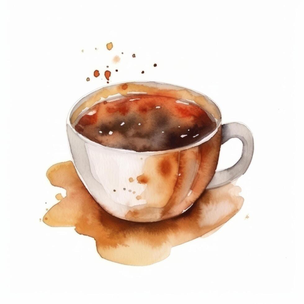 aguarela café copo. ilustração ai generativo foto