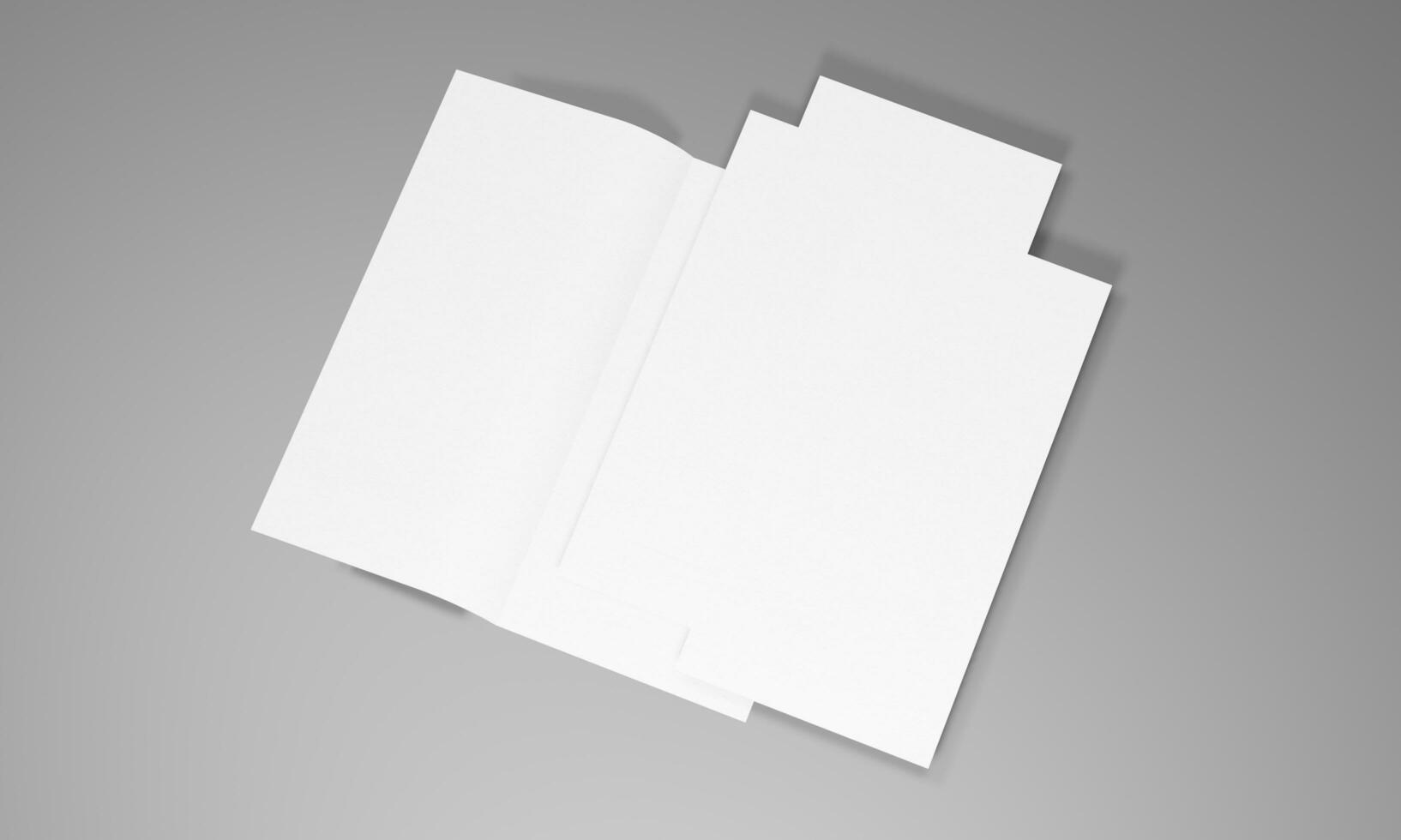 em branco retrato papel brincar. folheto revista, branco mutável fundo papel isolado em cinzento Boa para seu o negócio brincar foto