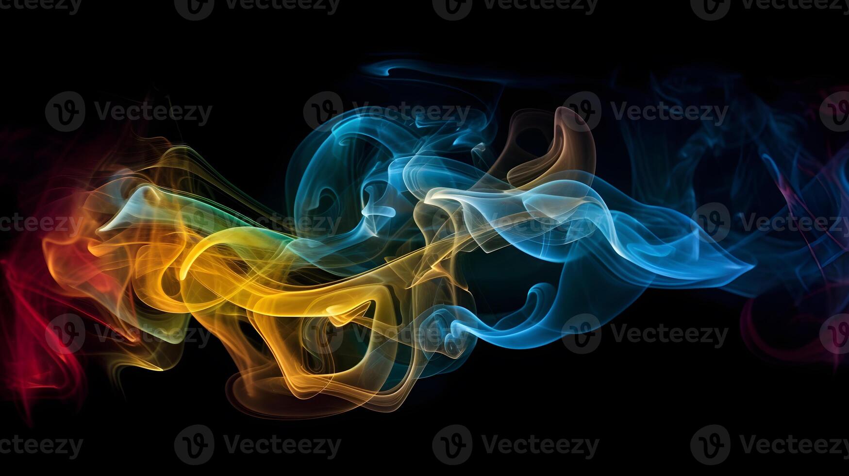 colorida fumaça abstrato em Preto fundo , generativo ai foto