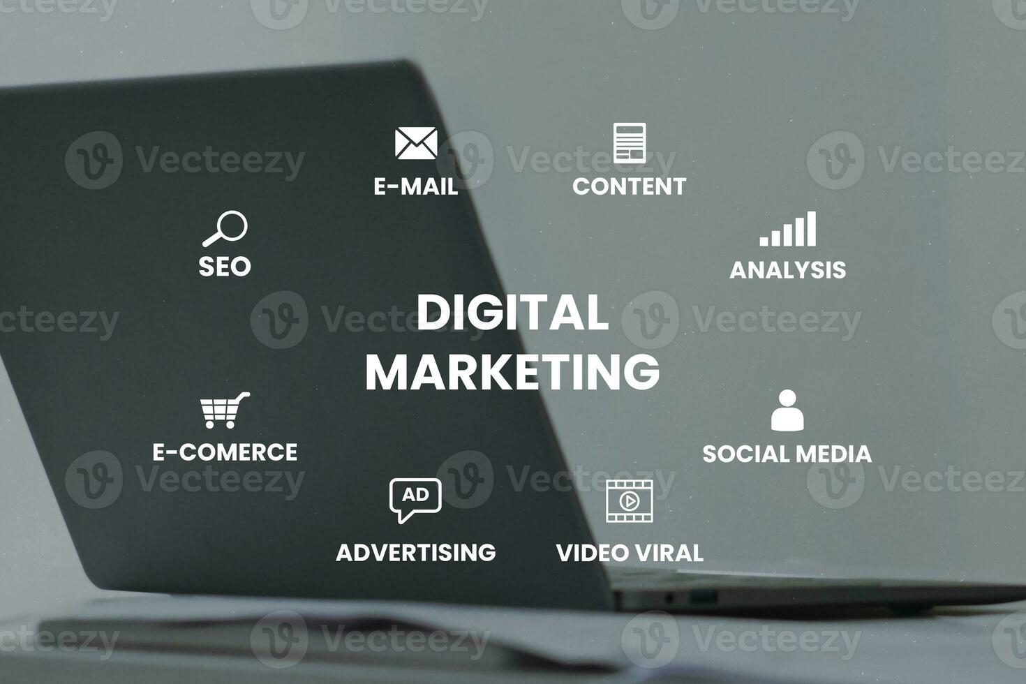 digital marketing, Internet marketing e conectados marketing abstração foto