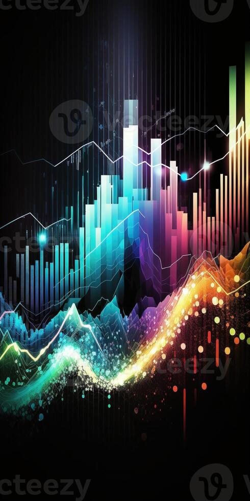 generativo ai, estoque mercado gráfico linhas, financeiro gráfico em tecnologia abstrato fundo representar financeiro crise, financeiro colapso. tecnologia conceito, negociação mercado conceito. foto