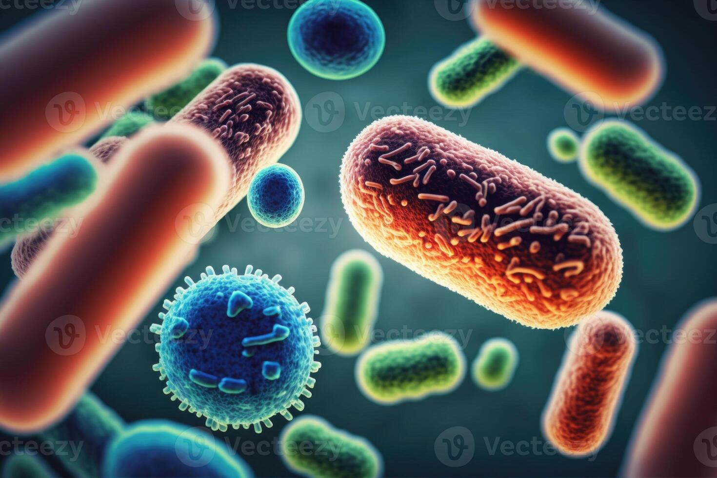 bactérias médico fundo. generativo ai foto