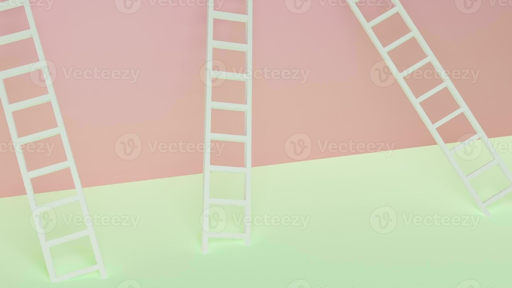 3d Renderização do uma escada dentro uma quarto com pastel cores foto