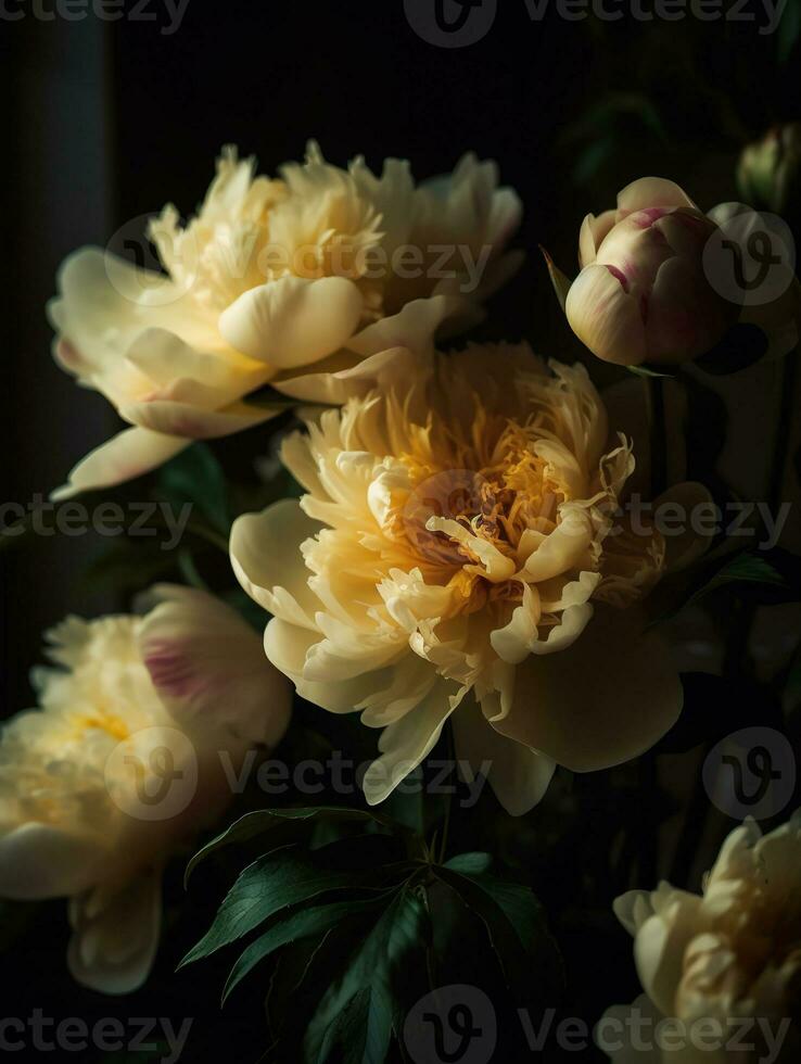 ramalhete do amarelo peônia flores sonhadores ilustração foto