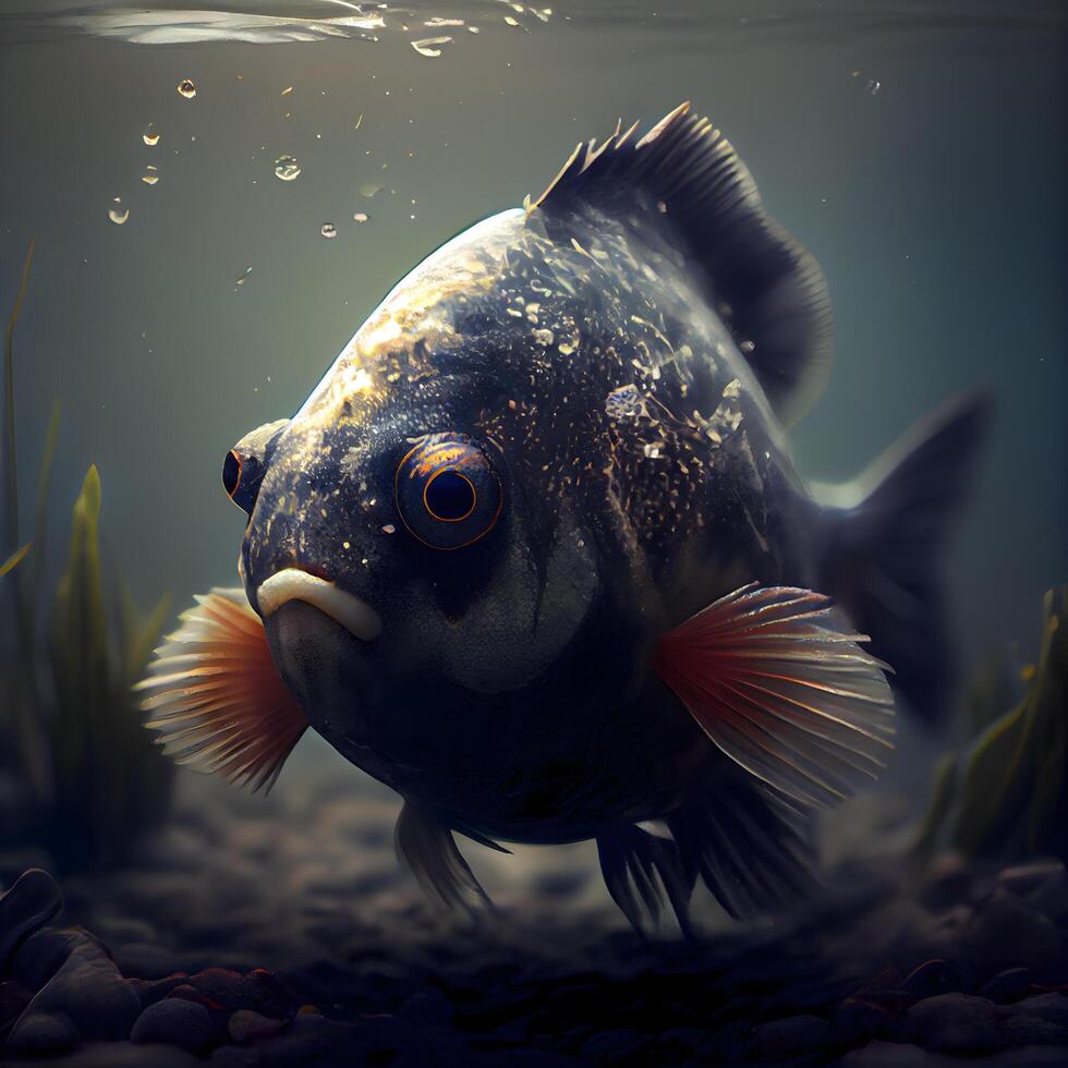 peixe dentro a aquário. 3d Renderização. embaixo da agua mundo., ai generativo imagem foto