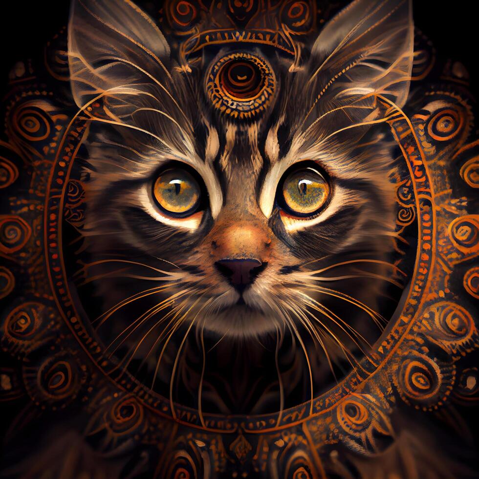 retrato do uma gato com enfeite em a fundo. zodíaco., ai generativo imagem foto