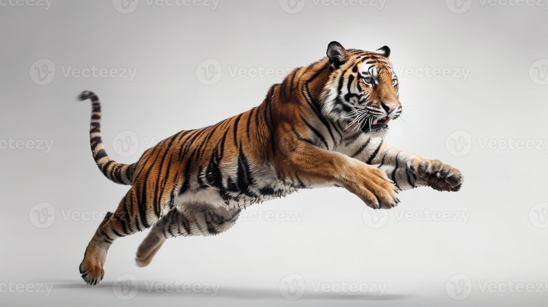 majestoso tigre dentro salto. generativo ai foto