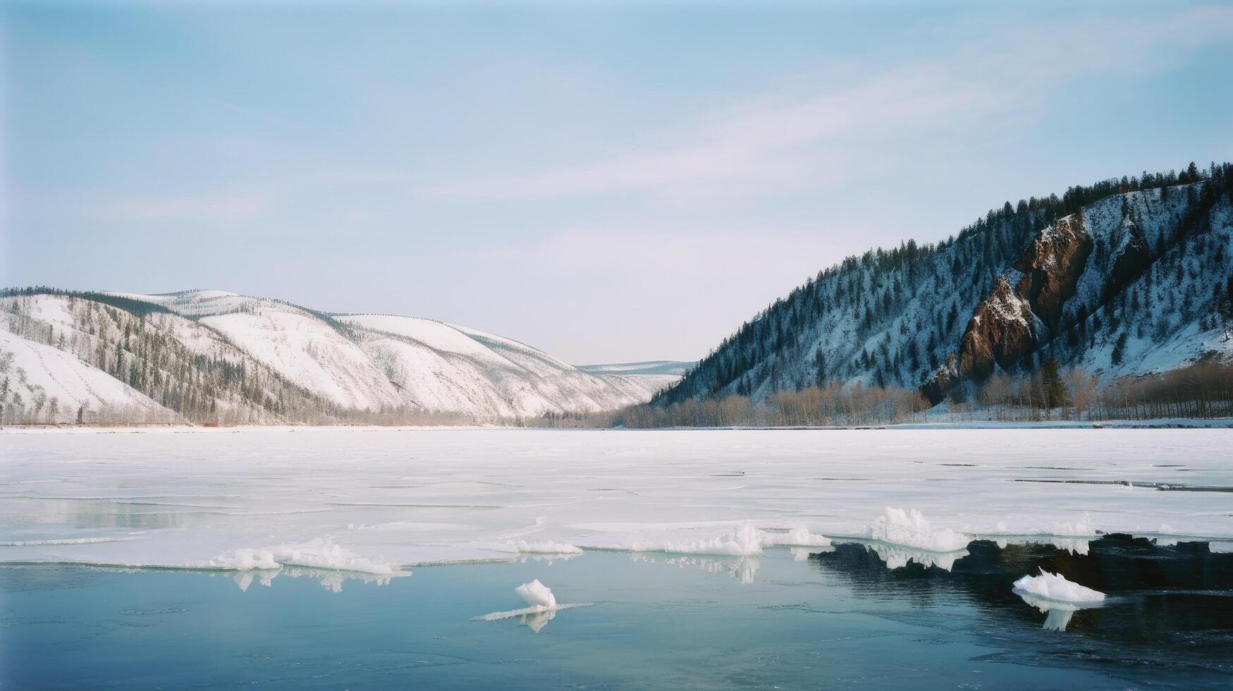 baykal lago dentro inverno ilustração ai generativo foto