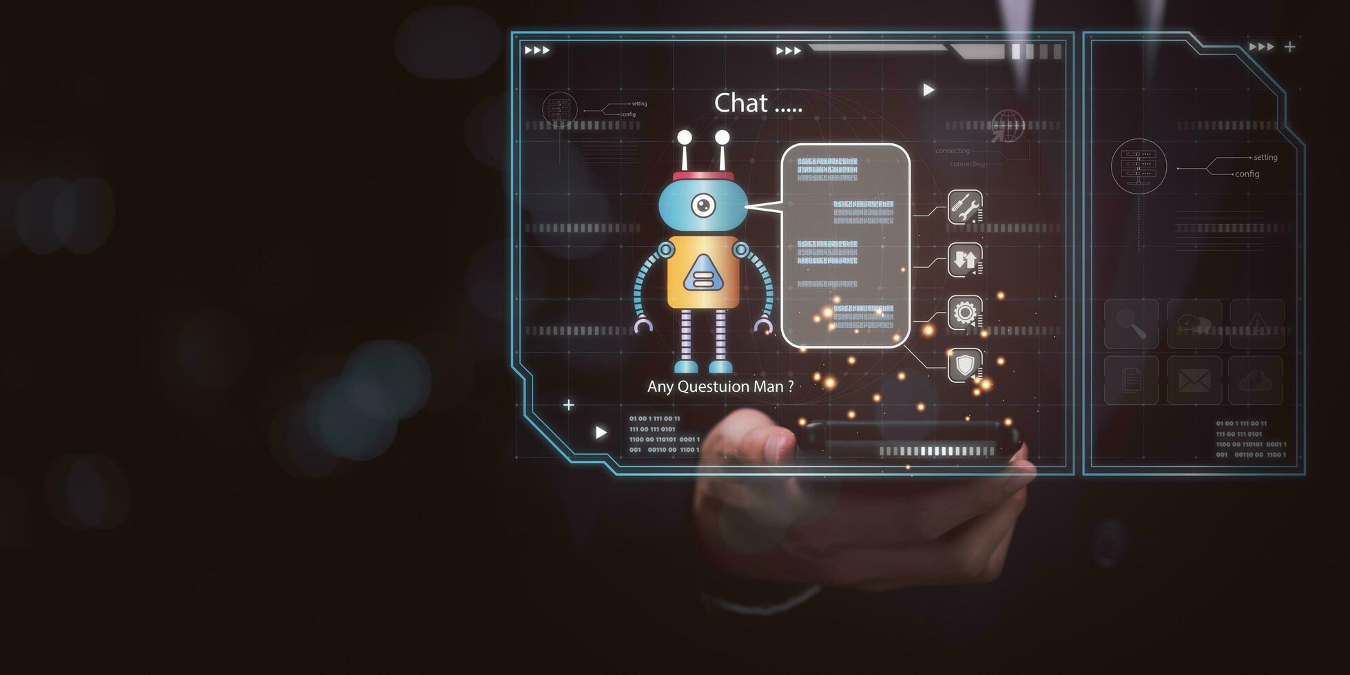 artificial inteligência ,comunicação e interação com tecnologia ,grande dados coleção para processo resultados , chatbot bate-papo com ai ,futuro mundo inovação ,bater papo robô assistente ,robô inscrição foto