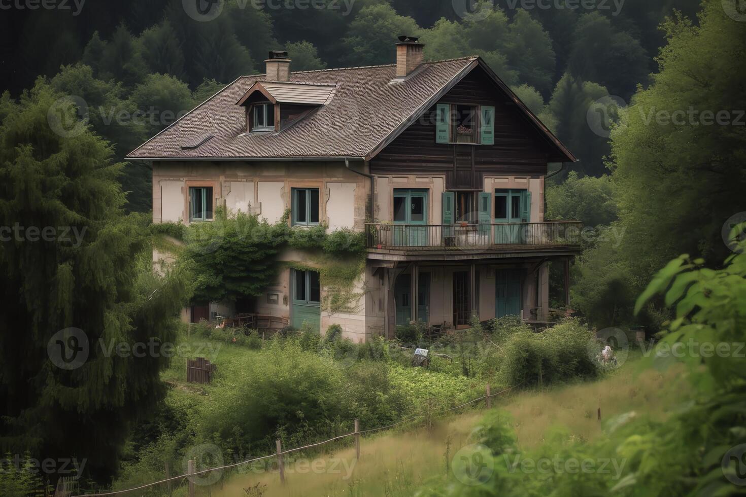 haus mit rettungsring. ai gerado foto