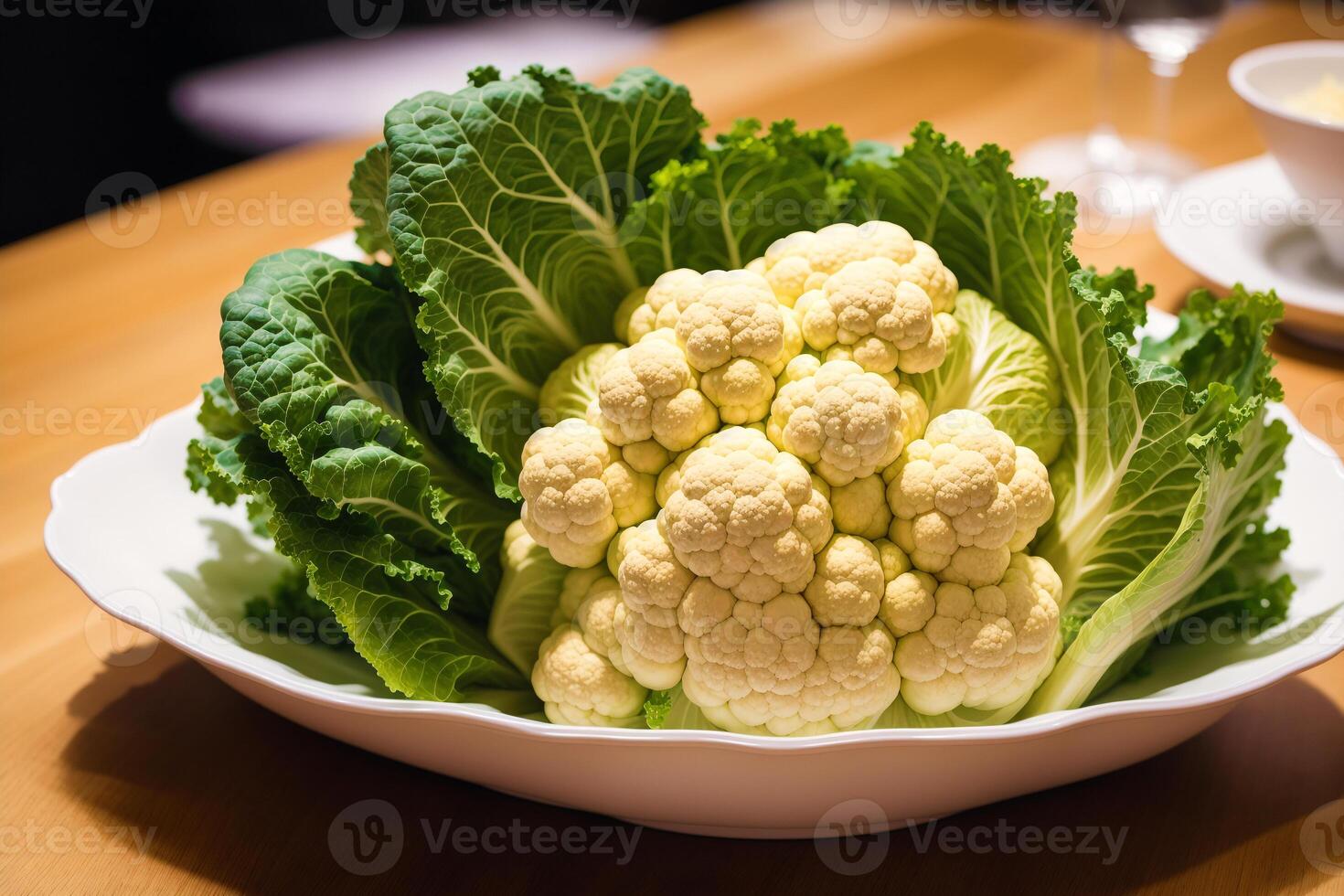 couve-flor em uma Preto fundo. vegetarianismo e saudável comendo. saudável Comida conceito. generativo ai foto