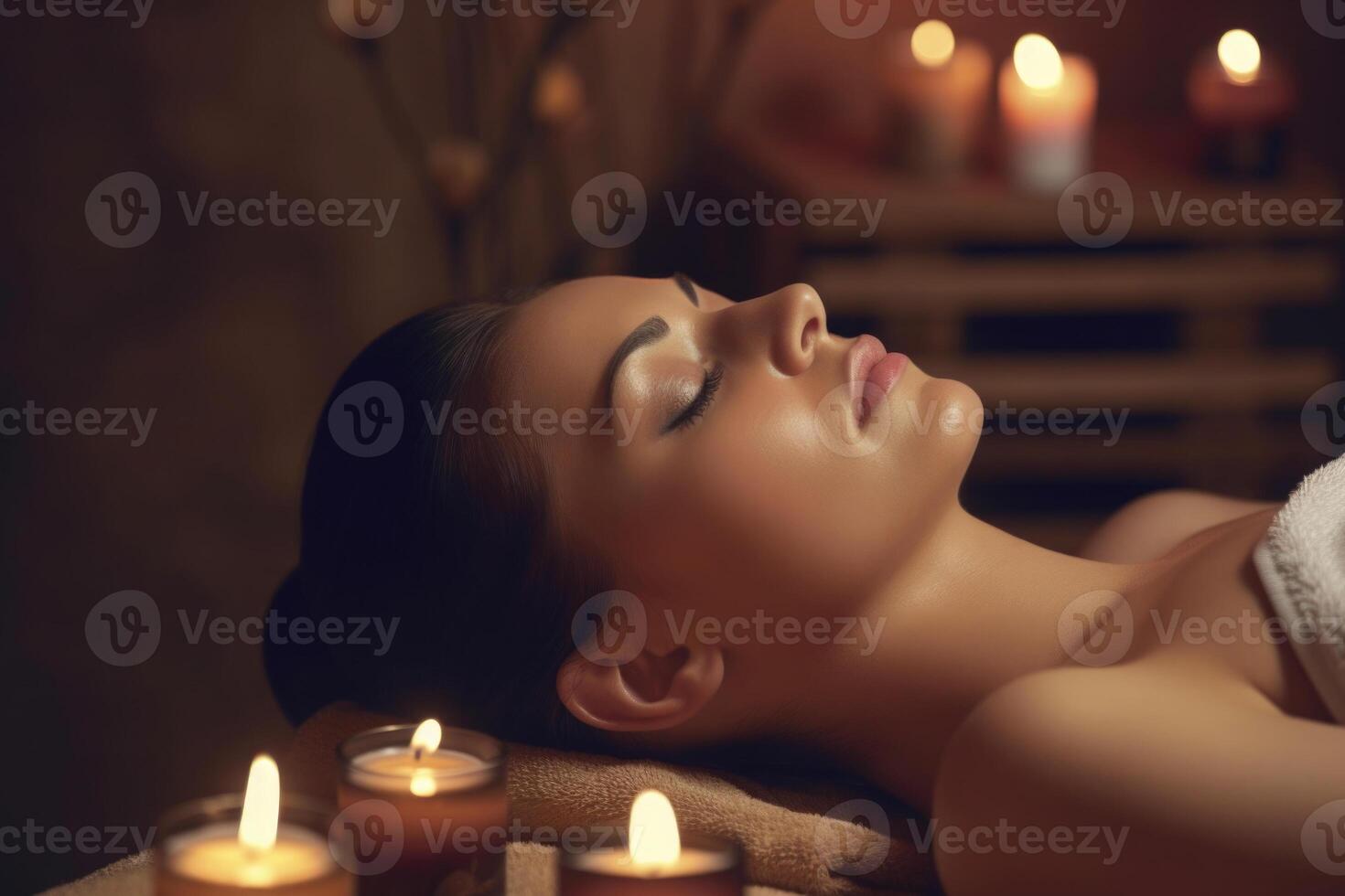 face massagem para mulher dentro spa salão. facial beleza tratamento. generativo ai foto