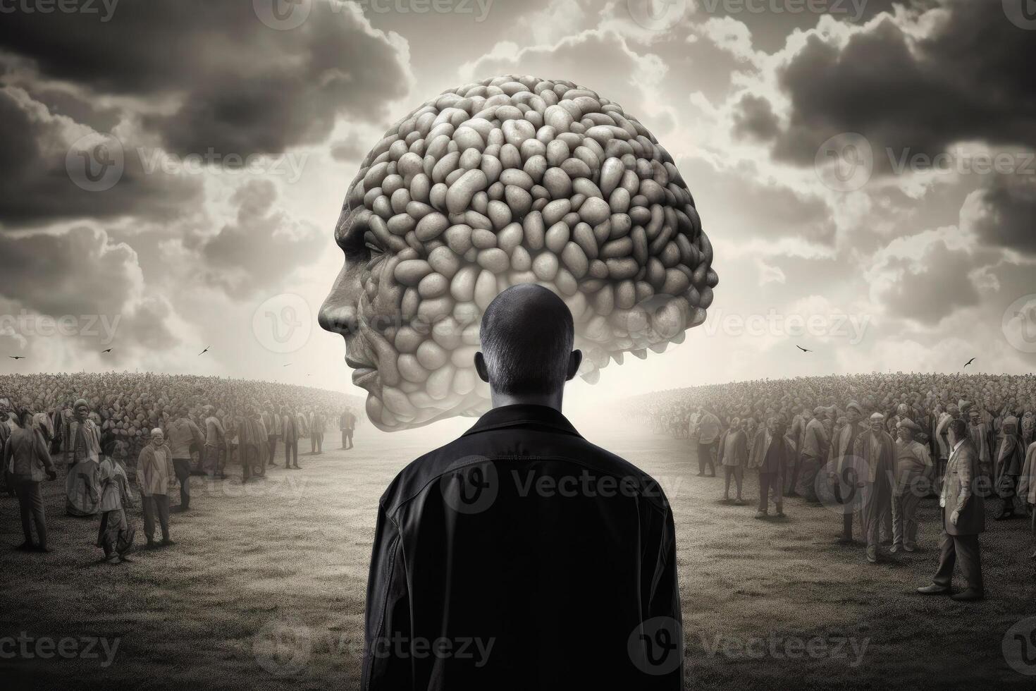 silhueta do homem cabeça com neural conexões dentro cérebro. generativo ai foto