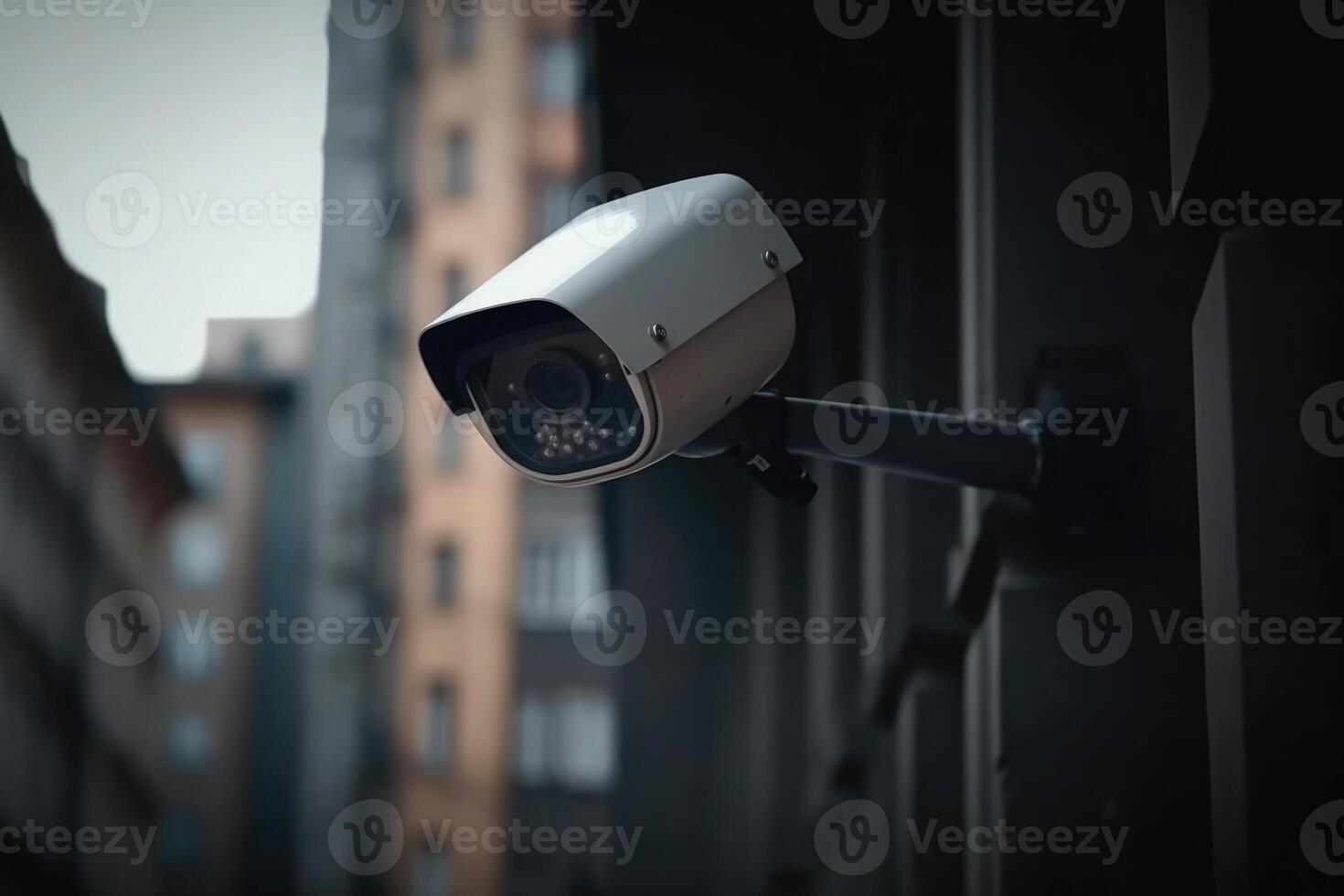 vigilância Câmera às cidade rua. cctv monitoramento sistema. generativo ai foto