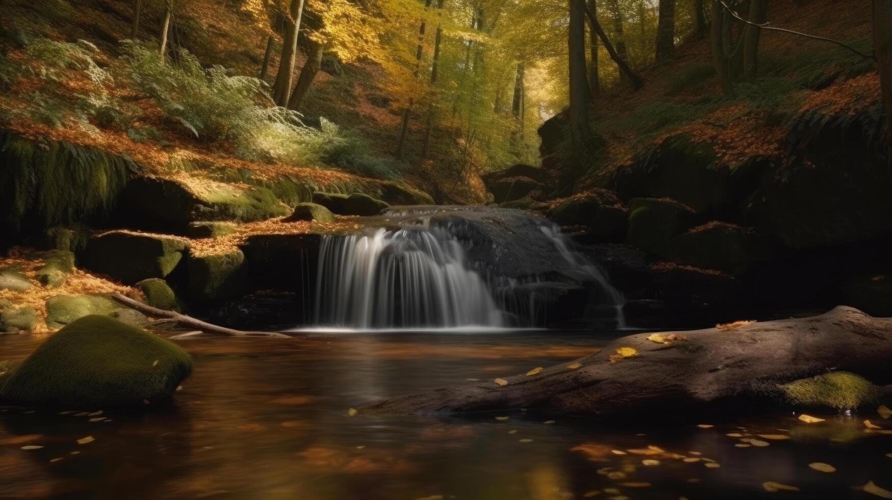 cascata dentro outono. ilustração ai generativo foto