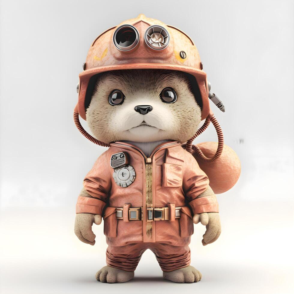 3d Renderização do uma Urso de pelúcia Urso vestindo a astronauta capacete., ai generativo imagem foto