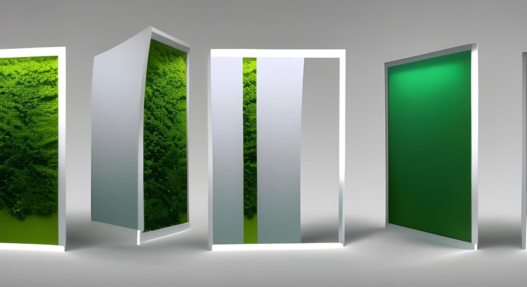 3d render lindo branco pódio modelos com natural verde folhas plantar ai gerado conteúdo foto