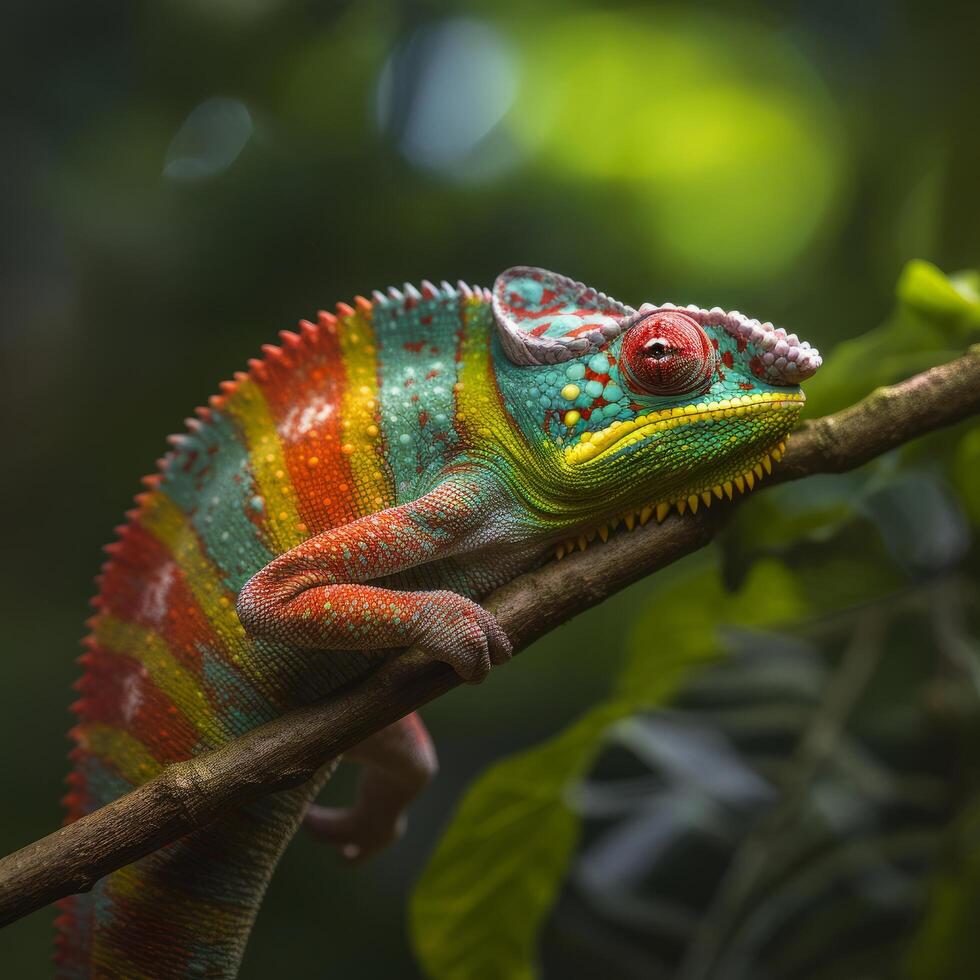 camaleão dentro natureza. ilustração ai generativo foto