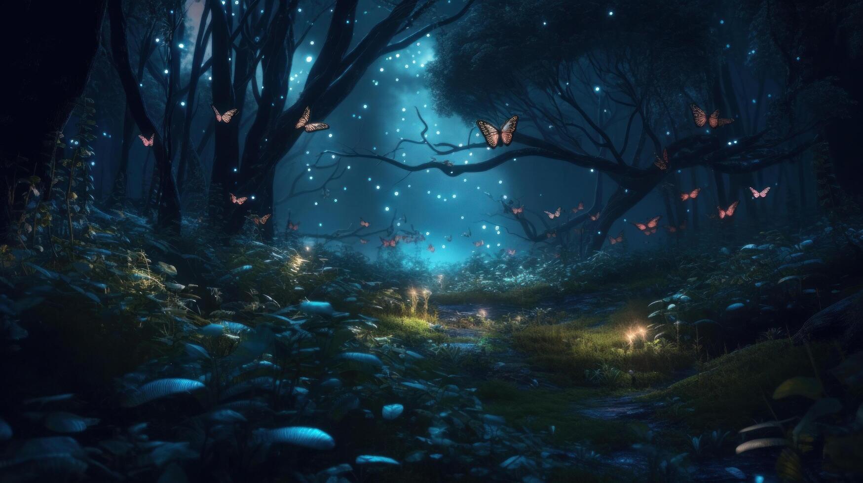Sonhe Magia floresta. ilustração ai generativo foto