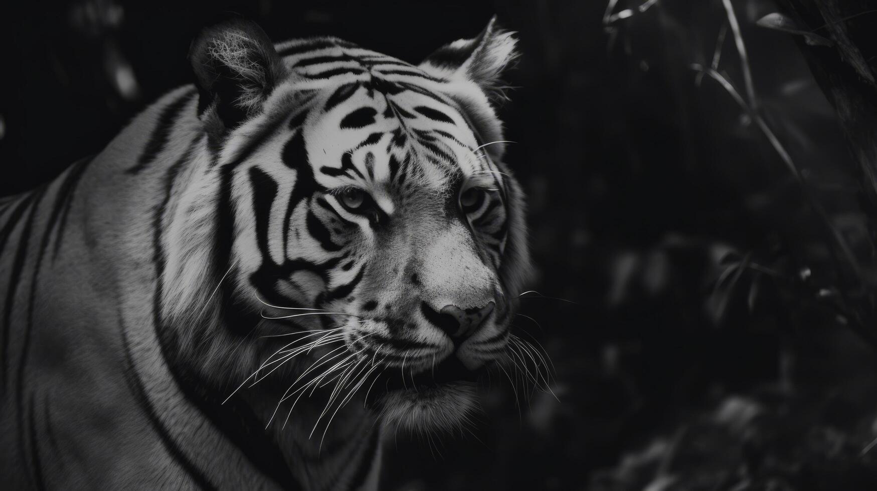 monocromático tigre. ilustração ai generativo foto