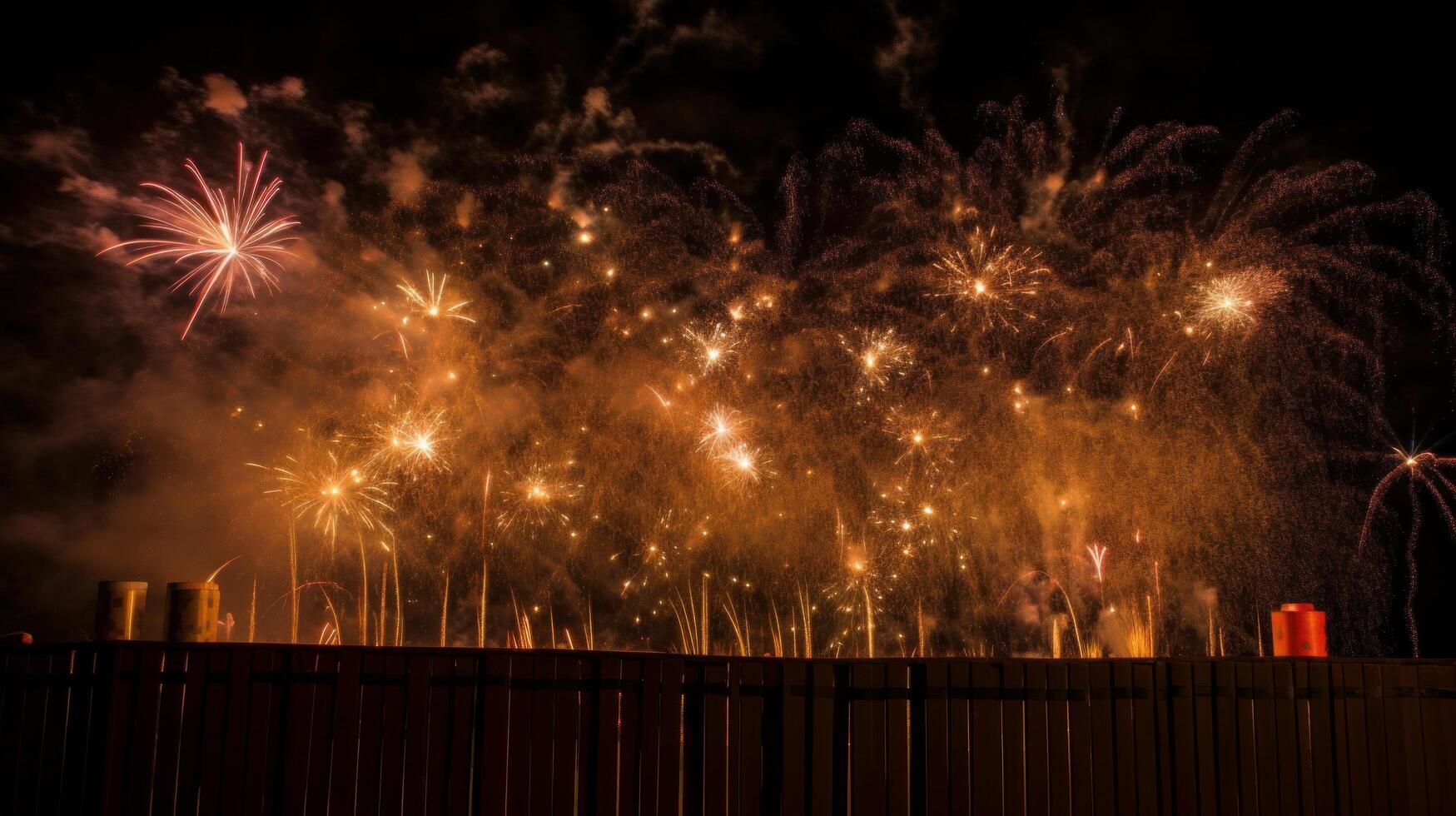 feriado festa fundo com fogos de artifício. ilustração ai generativo foto