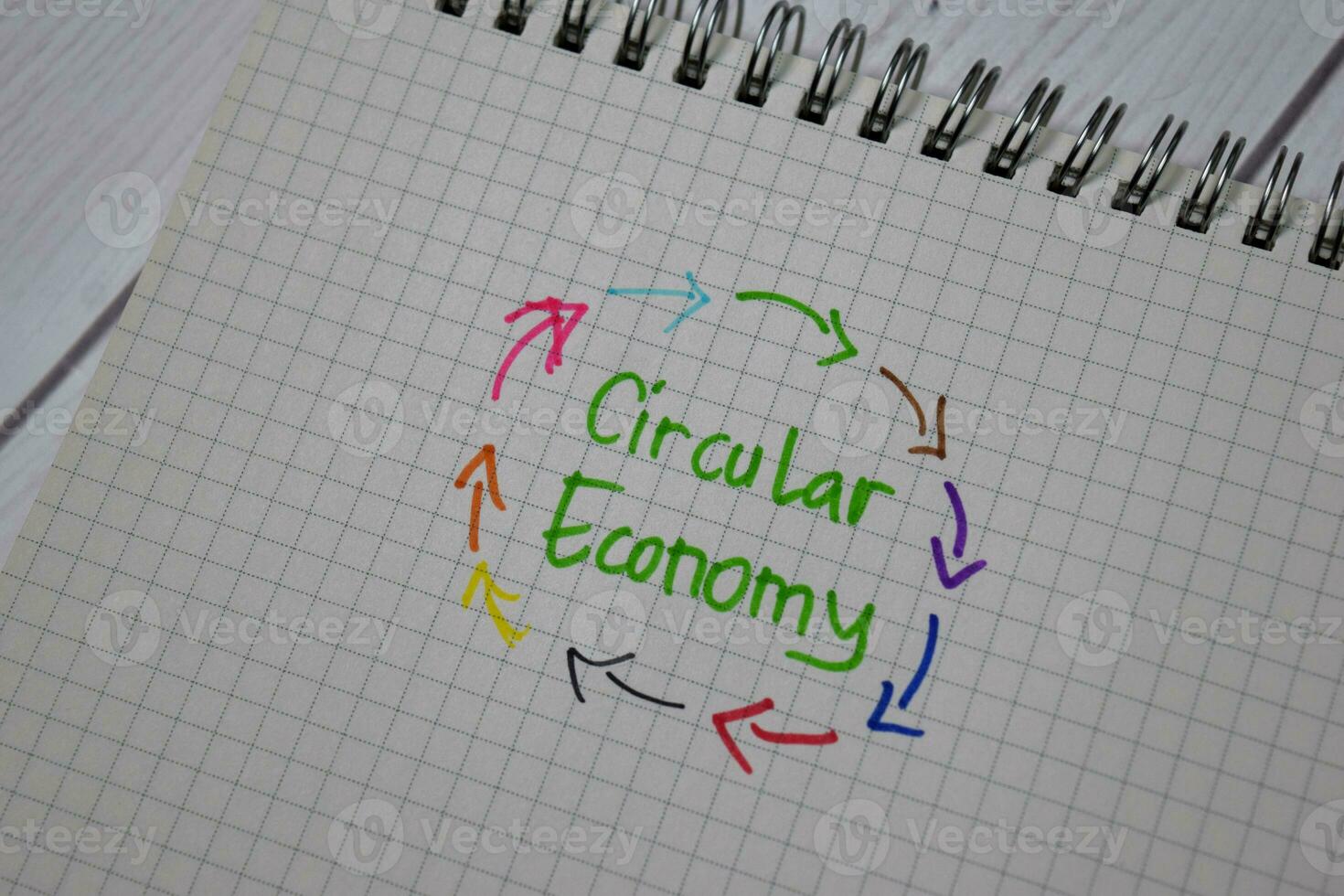 circular economia escrever em uma livro isolado em escritório escrivaninha foto