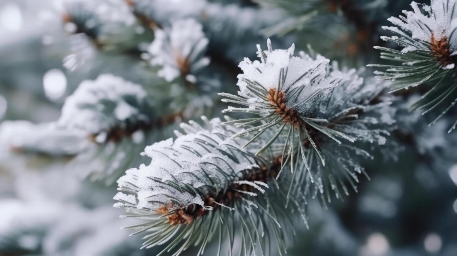 fechar-se do Natal pinho árvore com neve, ilustração ai generativo foto