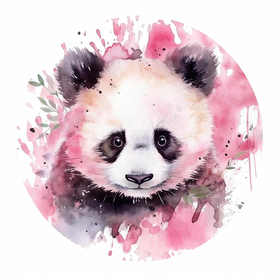 aguarela panda adesivo. ilustração ai generativo foto