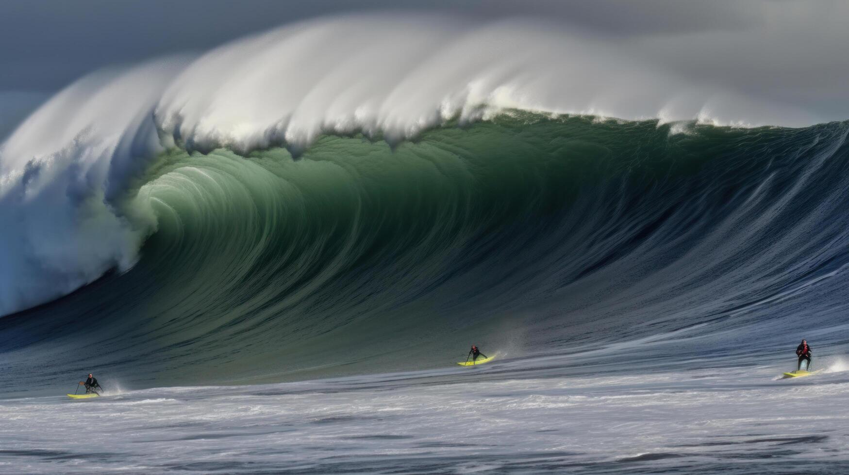 surfistas e grande ondas. ilustração ai generativo foto