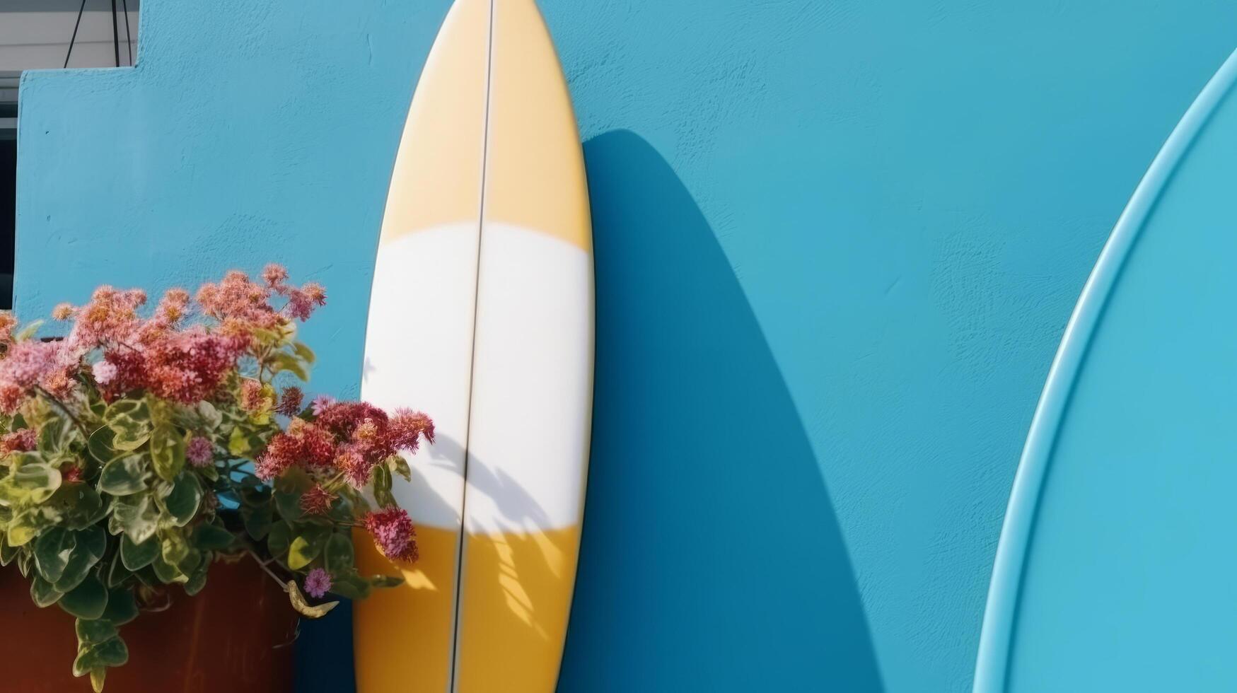 prancha de surfe wuth flores ilustração ai generativo foto