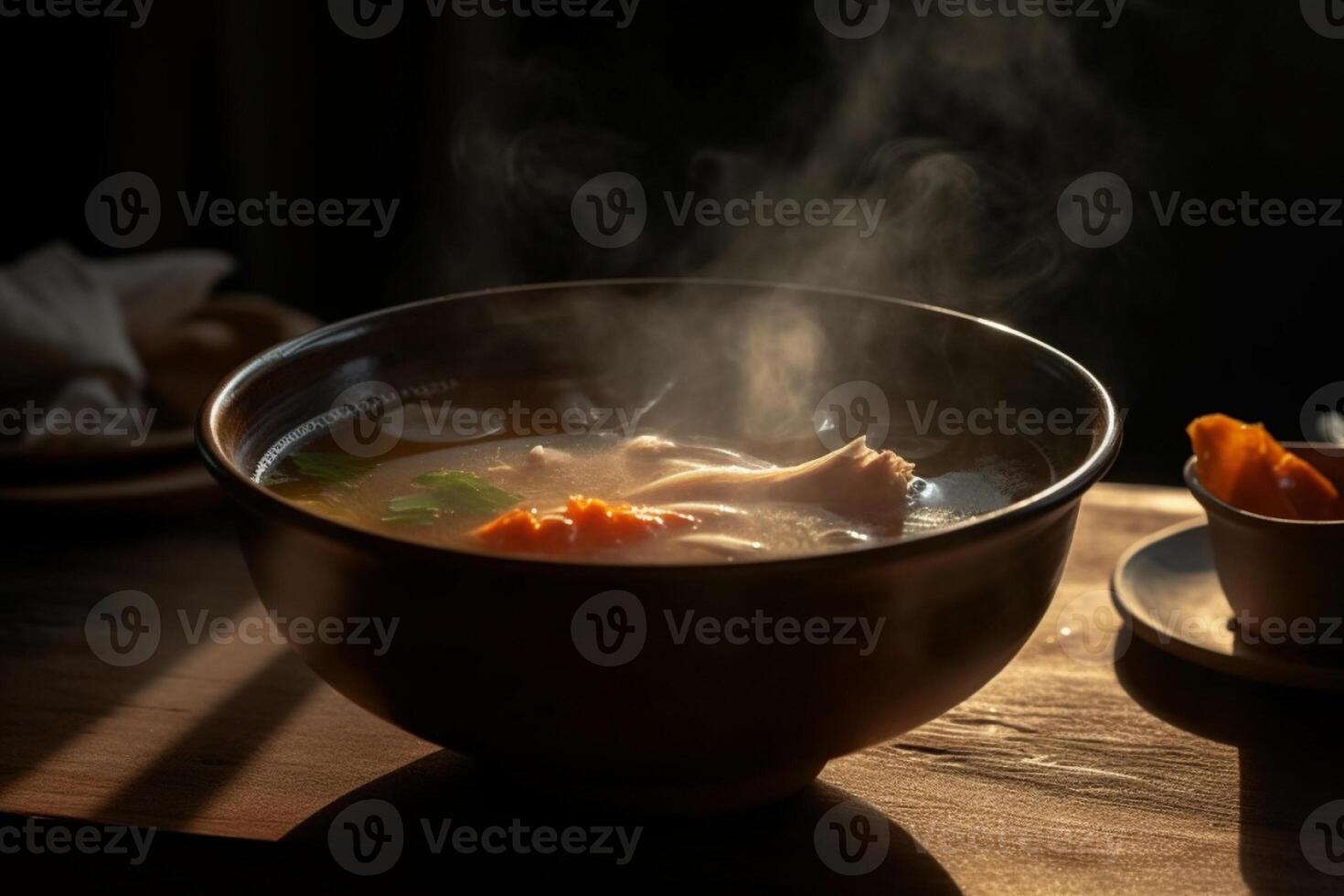 quente delicioso frango sopa produtos fotografia com natural iluminação. ai gerado foto