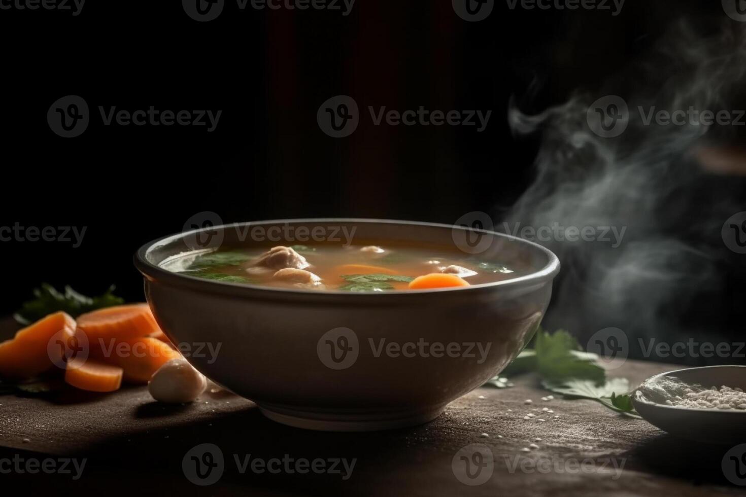 quente delicioso frango sopa produtos fotografia com natural iluminação. ai gerado foto