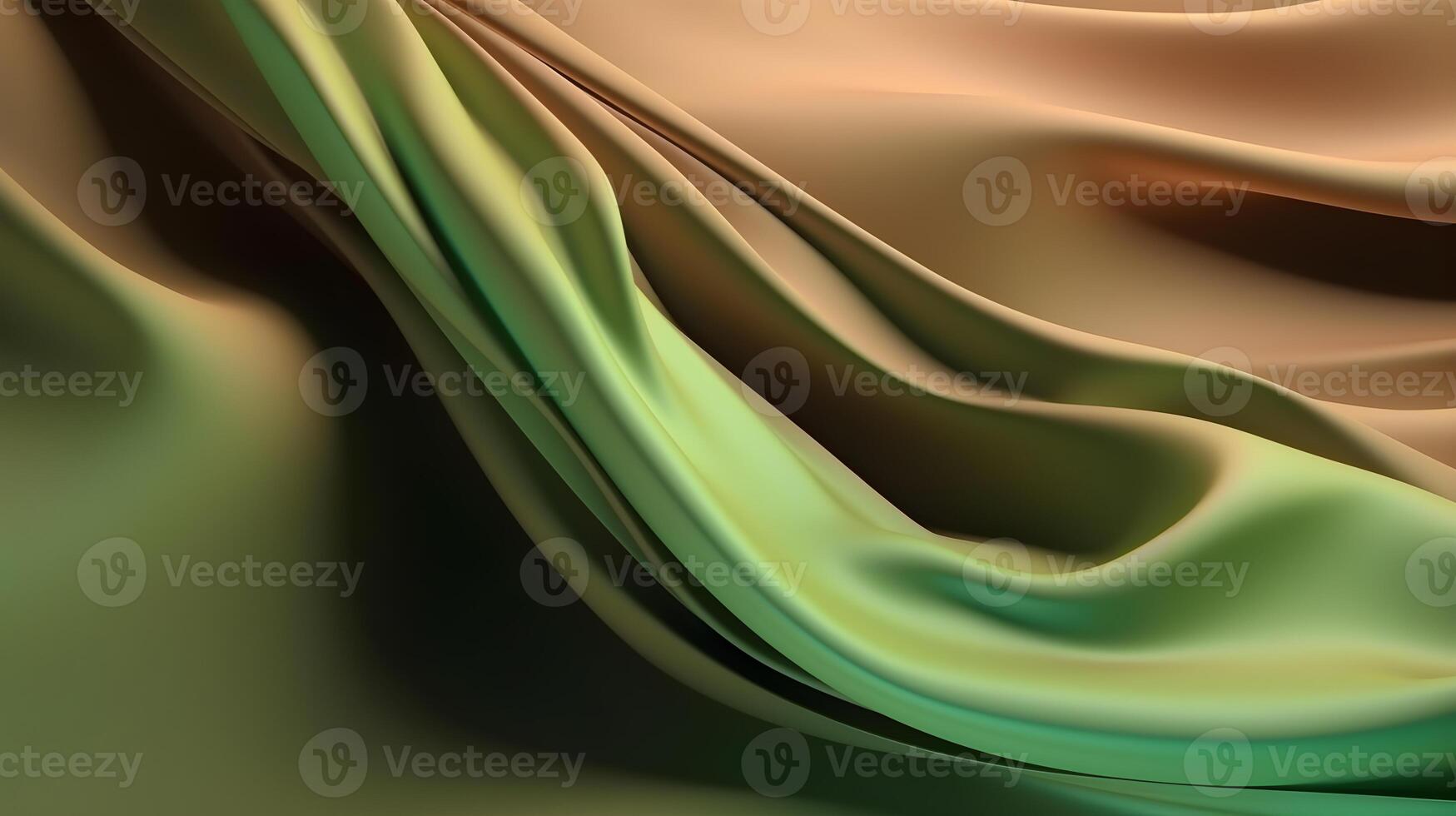 abstrato fundo com 3d verde gradiente seda tecido , generativo ai foto