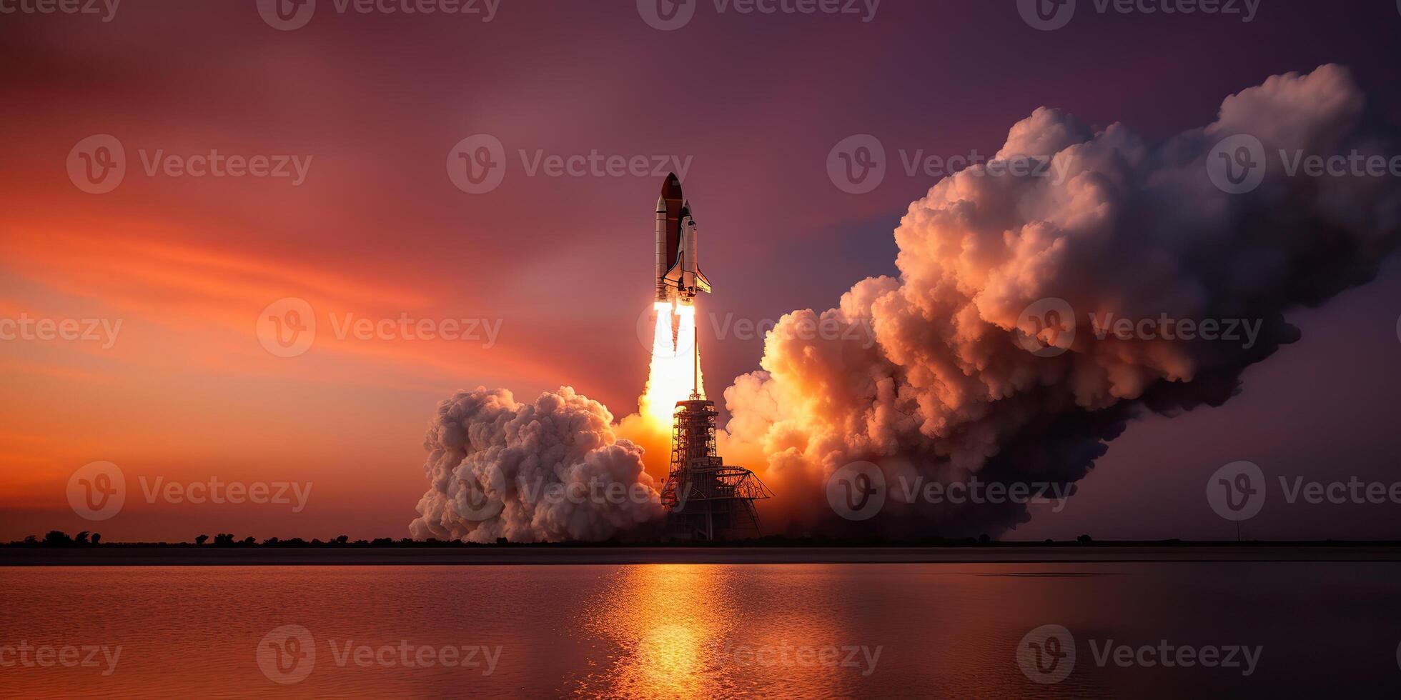 ai gerado. ai generativo. foto realista ilustração do foguete Shule navio nasa lançando. aventura espaço viagem explorar vibe. gráfico arte