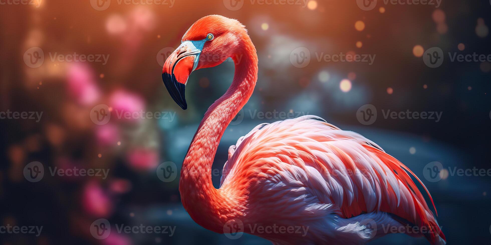 ai gerado. ai generativo. Rosa cor fofa flamingo pássaro. período de férias descansar festa vibe.graphic arte foto