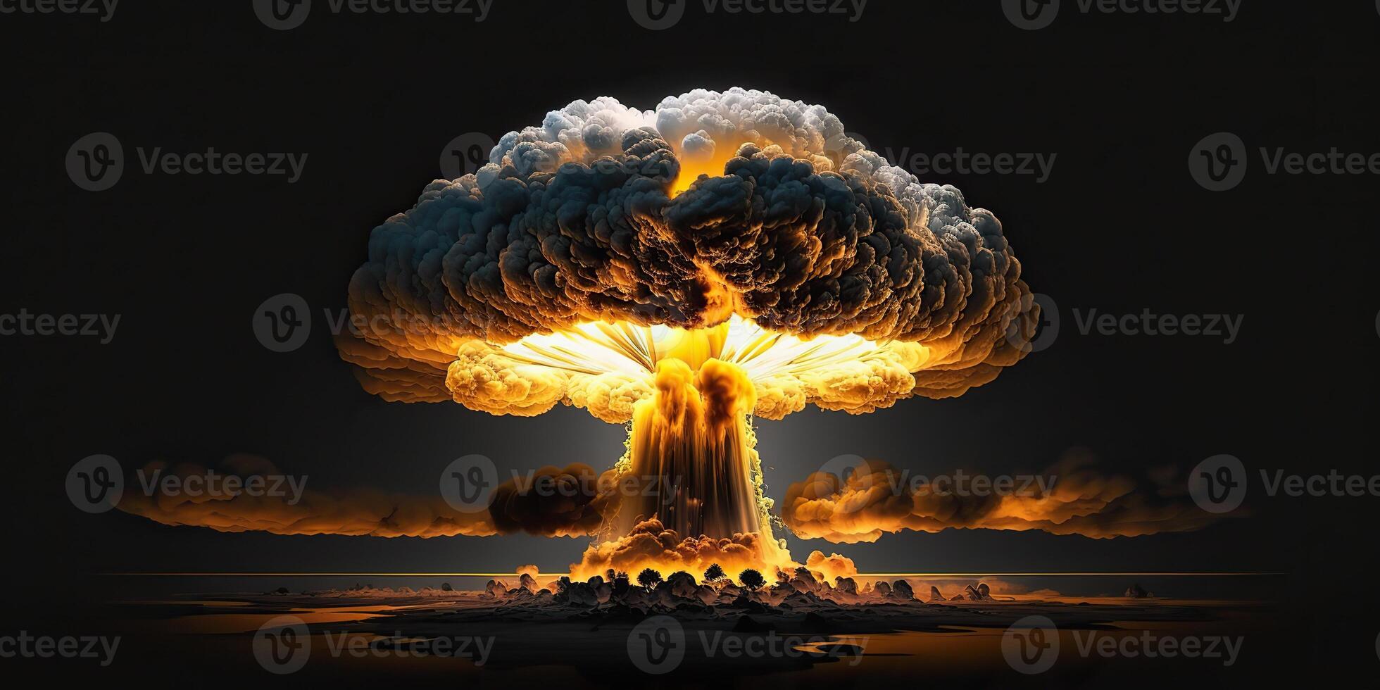 ai generativo. ai gerado. ilustração do enorme atômico cogumelo explosão. assustador catástrofe vibe. gráfico arte foto