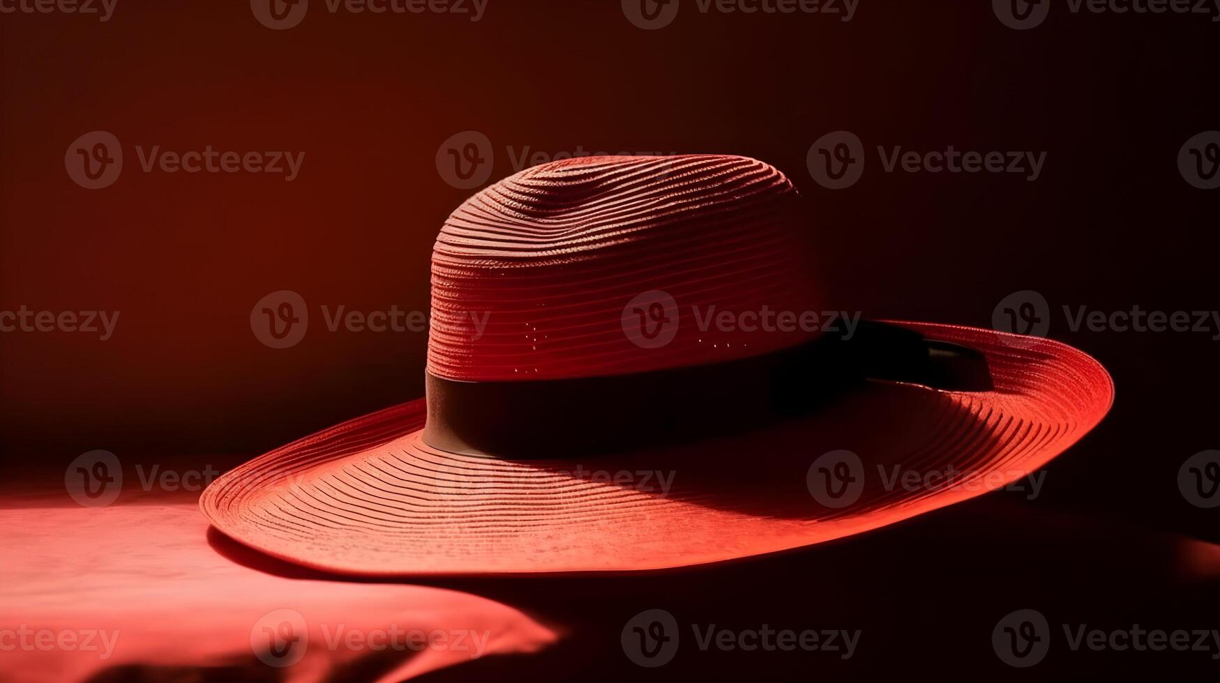 vermelho elegante à moda Panamá chapéu estúdio tiro em vermelho fundo. foto