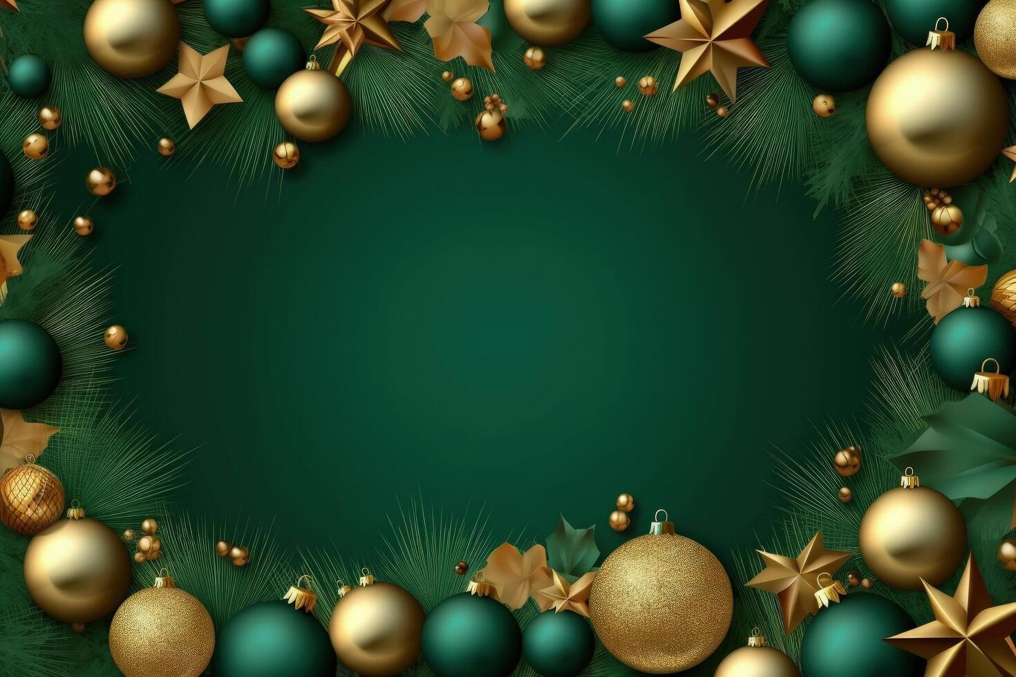 verde luxo Natal fundo. ilustração ai generativo foto