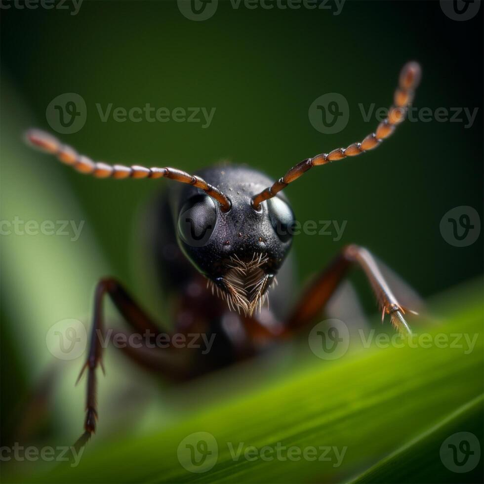 uma Preto e vermelho formiga generativo ai gerado foto