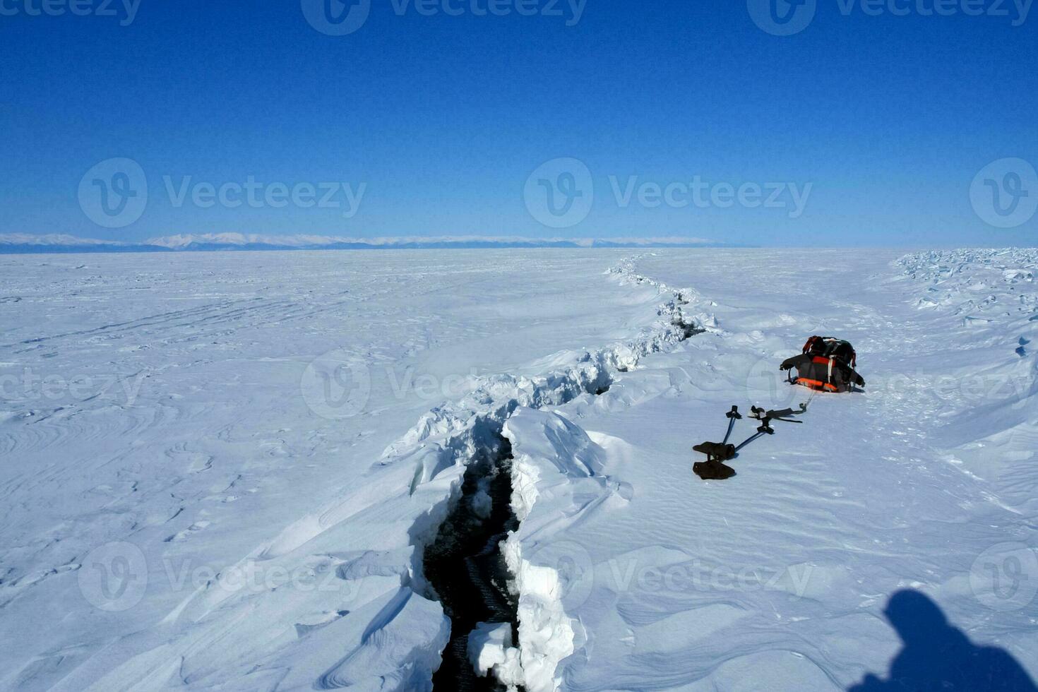 baikal ong rachadura em gelo, absinto. foto