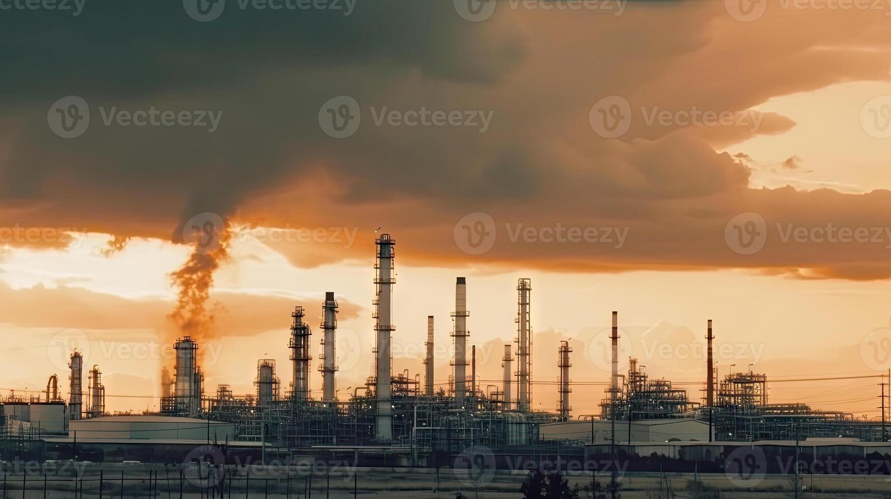 aéreo topo Visão do fábrica estação, óleo combustível armazenamento tanque, petróleo refinaria, manufatura, industrial processo plantar óleo refinaria para energia com generativo ai. foto