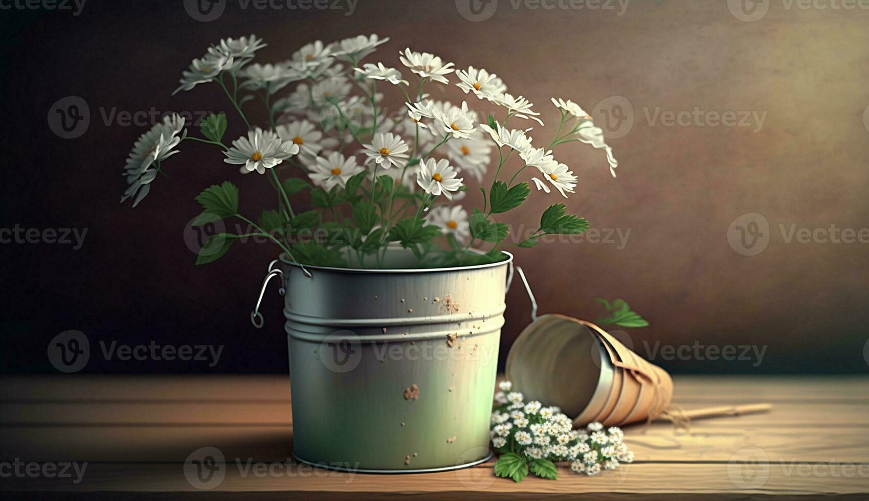 lindo flor balde fundo foto ilustração
