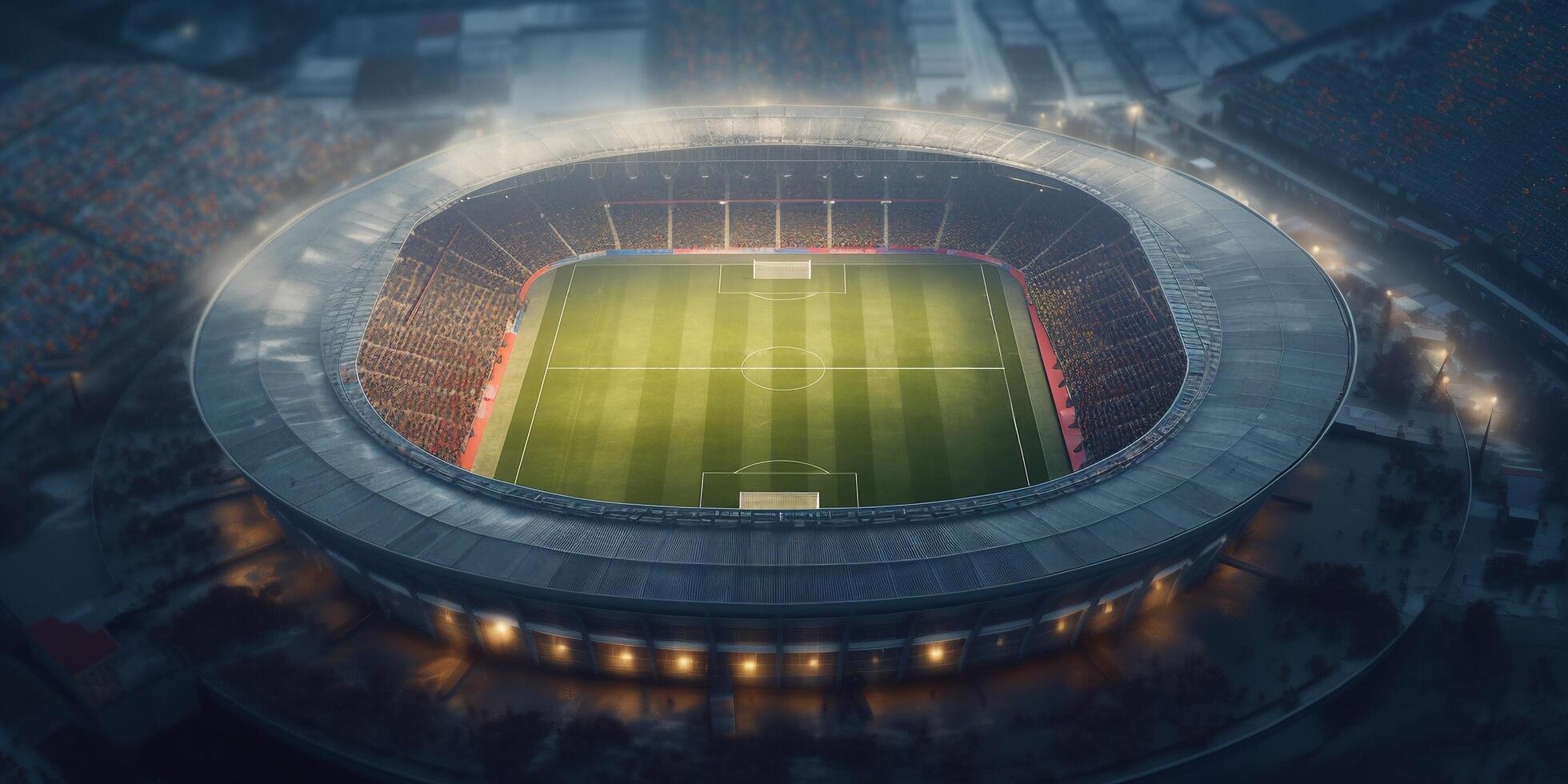 a topo Visão do futebol estádio com ai gerado. foto