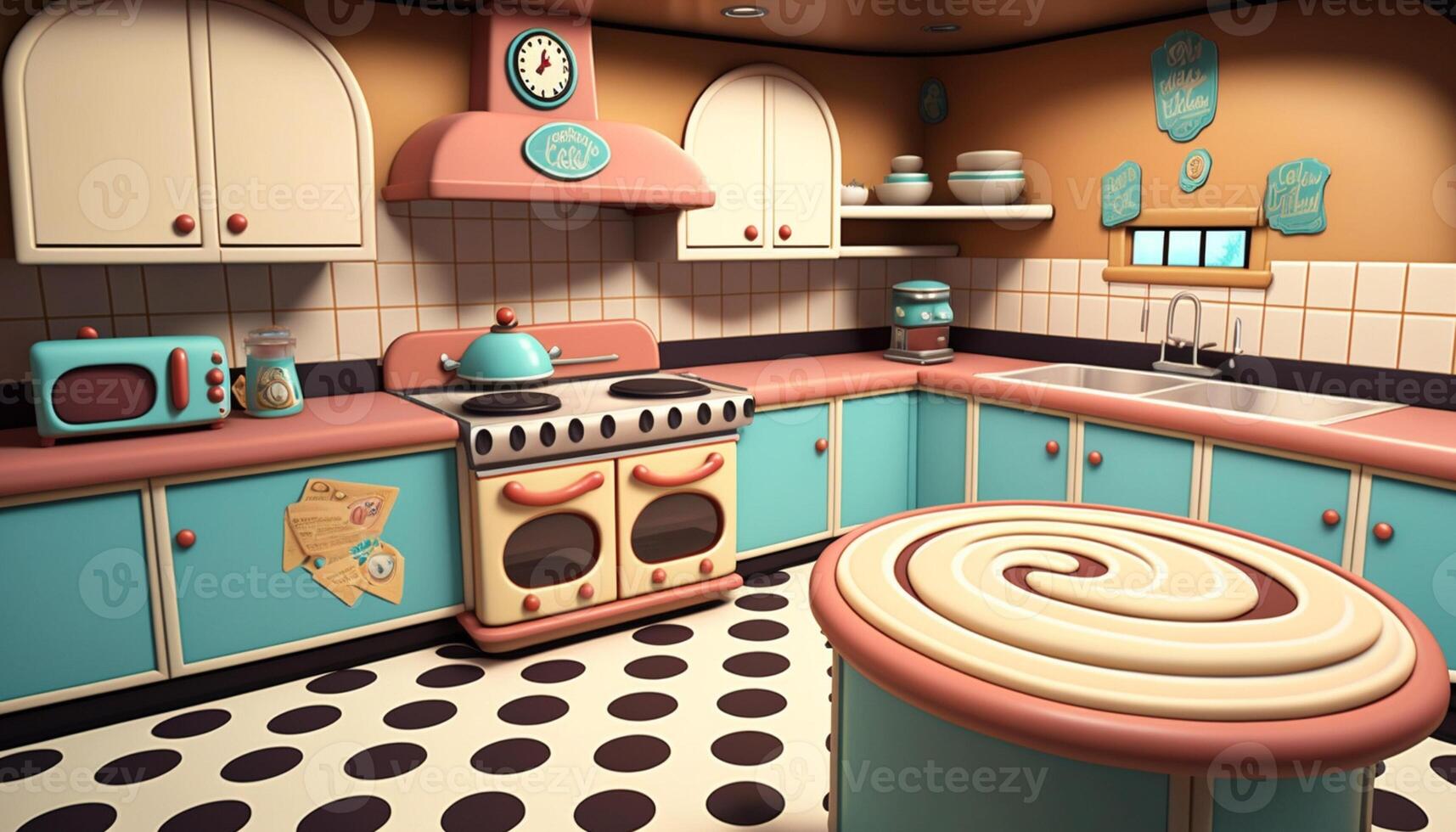 lá é uma cozinha com forno. generativo ai. foto